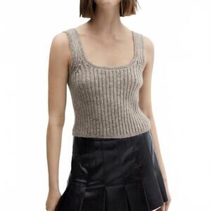 Mango Ribbed Strap Top Sweater NWT Grey XL